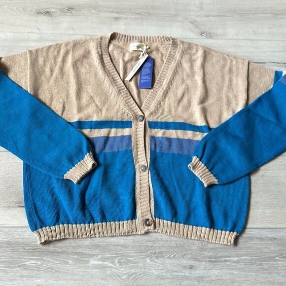 The Endery Cabin Cardigan | Crystal Lake Size XL/XXL in Tan and Blue NWT - Picture 15 of 16